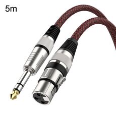 Cavo di bilanciamento XLR per microfono TRS da 6,35 mm maschio a rete rossa e nera da 5 m