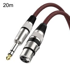 Cavo di bilanciamento XLR per microfono TRS da 6,35 mm maschio e femmina da 20 m rosso e nero