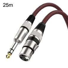 Cavo di bilanciamento XLR per microfono TRS maschio da 6,35 mm rosso e nero da 25 m