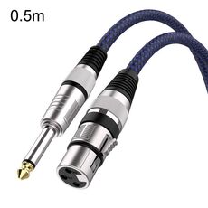 0,5 m di rete blu e nera TRS da 6,35 mm maschio a cavo di bilanciamento XLR per microfono femmina Caron