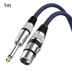 Cavo di bilanciamento XLR per microfono TRS da 6,35 mm maschio e femmina blu e nero da 1 m
