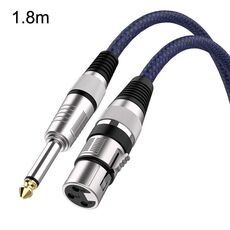 Cavo di bilanciamento XLR per microfono TRS da 6,35 mm maschio a femmina blu e nero da 1,8 m