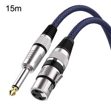 Cavo di bilanciamento XLR per microfono TRS maschio da 6,35 mm blu e nero da 15 m
