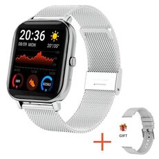 H10 Smart Watch con chiamata Bluetooth con schermo da 1,69 pollici, supporto frequenza cardiaca/pressione sanguigna/monitoraggio del sonno, colore: rete argento + silicone