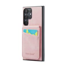 Per Samsung Galaxy S22 Ultra 5G Fierre Shann Portacarte Crazy Horse Cover posteriore Custodia per cellulare in PU (rosa)