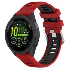 Per Garmin Forerunner 265S 18mm Cinturino sportivo in silicone con fibbia in acciaio bicolore (rosso + nero)