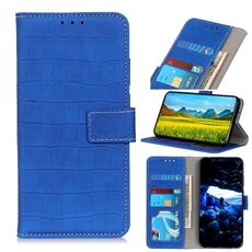 Per Asus Zenfone 7 Custodia per telefono in pelle con vibrazione orizzontale in coccodrillo magnetica (blu)