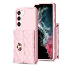 Per Samsung Galaxy S23+ 5G Portafoglio con fibbia in metallo orizzontale Custodia in pelle romboidale (rosa)