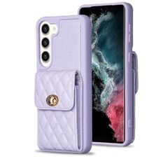 Per Samsung Galaxy S23 + 5G Custodia per telefono in pelle rombica con portafoglio verticale (viola)