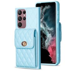 Per Samsung Galaxy S22 Ultra 5G Portafoglio verticale Custodia in pelle romboidale (blu)