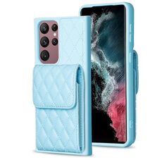 Per Samsung Galaxy S22 Ultra 5G Portafoglio verticale Custodia in pelle romboidale (blu)