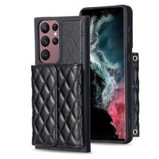 Per Samsung Galaxy S22 Ultra 5G Portafoglio orizzontale Custodia in pelle romboidale (nero)