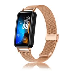Per Huawei Band 8 16mm Milan cinturino in maglia metallica in acciaio inossidabile (oro rosa)