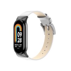 Per cinturino di ricambio in pelle Xiaomi Mi Band 8 12mm (bianco)