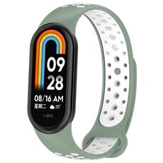 Per Xiaomi Mi Band 8 Cinturino sportivo in silicone a due colori (verde chiaro bianco)