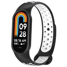 Per Xiaomi Mi Band 8 Cinturino sportivo in silicone a due colori (nero bianco)