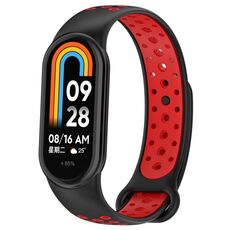 Per Xiaomi Mi Band 8 Cinturino sportivo in silicone bicolore (nero rosso)