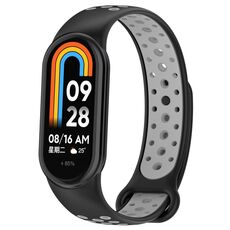 Per Xiaomi Mi Band 8 Cinturino sportivo in silicone a due colori (grigio nero)