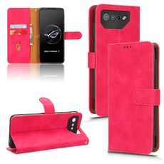 Per ASUS ROG Phone 7 Custodia per telefono in pelle con vibrazione magnetica Skin Feel (rosa rossa)