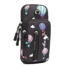 B089 Piccola borsa da braccio per cellulare per sport all'aria aperta Equitazione Custodia per cellulare per alpinismo Fitness (nero brillante)