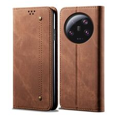 Per Xiaomi 13 Ultra Denim Texture Custodia per cellulare in pelle stile casual (marrone)