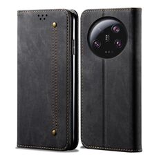 Per Xiaomi 13 Ultra Denim Texture Custodia per telefono in pelle flip stile casual (nero)