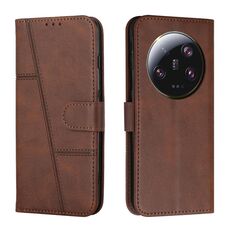 Custodia per telefono in pelle con fibbia in pelle di vitello con cuciture ultra xiaomi 13 (marrone)