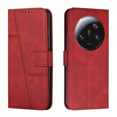 Custodia per telefono in pelle con fibbia in pelle di vitello con cuciture ultra xiaomi 13 (rosso)