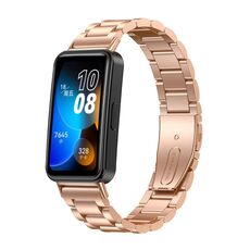 Per Huawei Band 8 16mm Cinturino di ricambio in metallo a tre ceppi (oro rosa)