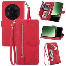 Per Xiaomi 13 Custodia per telefono in pelle con cerniera fiore ultra goffrata (rosso)