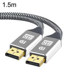 Cavo DP versione 1.4 da 1,5 m Interfaccia placcata in oro Cavo per computer con display ad alta definizione 8K (argento)