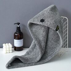 Coral Velvet Quick Dry Assorbente Asciugacapelli Cappello Plus Addensare Cuffia da doccia Asciugamano avvolgente per la casa dell'hotel (grigio scuro)