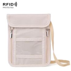 ZD-WM-06 RFID Hanging Neck Bag Passport Bag Anti-scanning Anti-magnetic Messenger ID Bag (beige giallo)