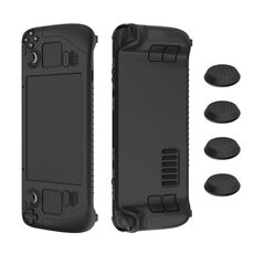 Custodia protettiva in silicone morbido per controller di gioco Steam Deck con copritasto 4 pezzi (nero)