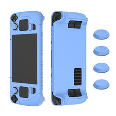 Custodia protettiva in silicone morbido per controller di gioco Steam Deck con copritasto 4 pezzi (blu luminoso)