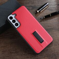 Per Samsung Galaxy S23 5G Custodia in metallo con custodia in PU per telefono (rosso)