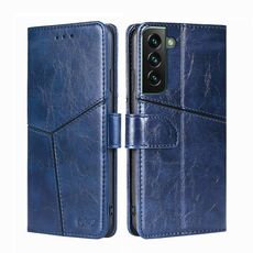 Per Samsung Galaxy S23+ 5G Custodia per cellulare in pelle con cuciture geometriche orizzontali (blu)
