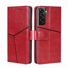 Per Samsung Galaxy S23+ 5G Custodia per cellulare in pelle con cuciture geometriche orizzontali (rosso)