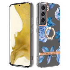 Per Samsung Galaxy S23 5G Custodia per cellulare in TPU con fiori e piante serie IMD con supporto ad anello (orchidea peonia)