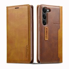 Per Samsung Galaxy S23 5G LC.IMEEKE LC-001 Custodia per telefono in pelle smerigliata abbinata ai colori (marrone)