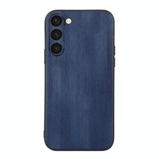 Per Samsung Galaxy S23 5G Custodia per telefono in PU con trama di mucca gialla (blu)