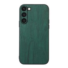 Per Samsung Galaxy S23 5G Custodia per telefono in PU con struttura in legno (verde)