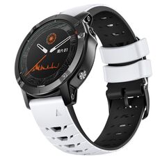 Per cinturino in silicone a sgancio rapido trapezoidale da 22 mm per Garmin Fenix 7 (bianco nero)