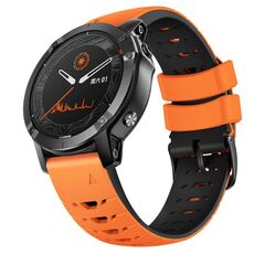 Per cinturino in silicone a sgancio rapido trapezoidale da 22 mm per Garmin Fenix 7 (arancione nero)