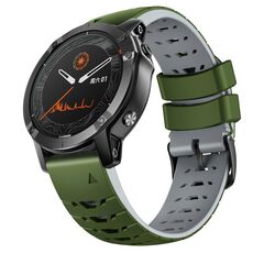 Cinturino in silicone a sgancio rapido trapezoidale da 22 mm per Garmin Fenix 7 (verde militare grigio)