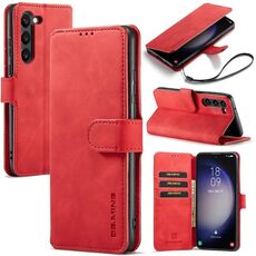 Per Samsung Galaxy S23 + 5G DG.MING Custodia per telefono in pelle a conchiglia con bordo olio retro (rosso)