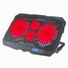 Supporto pieghevole per pad di raffreddamento per laptop da gioco a quattro ventole in alluminio S18 con display della velocità del vento (rosso)