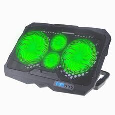 Supporto pieghevole per pad di raffreddamento per laptop da gioco a quattro ventole in alluminio S18 con display della velocità del vento (verde)