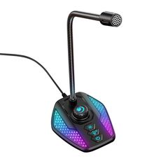 Microfono da gioco USB Scheda audio integrata 5 modalità di cambio voce con illuminazione RGB