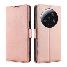 Per Xiaomi 13 Ultra 5G Custodia per telefono in pelle con fibbia laterale ultrasottile a tensione laterale (oro rosa)